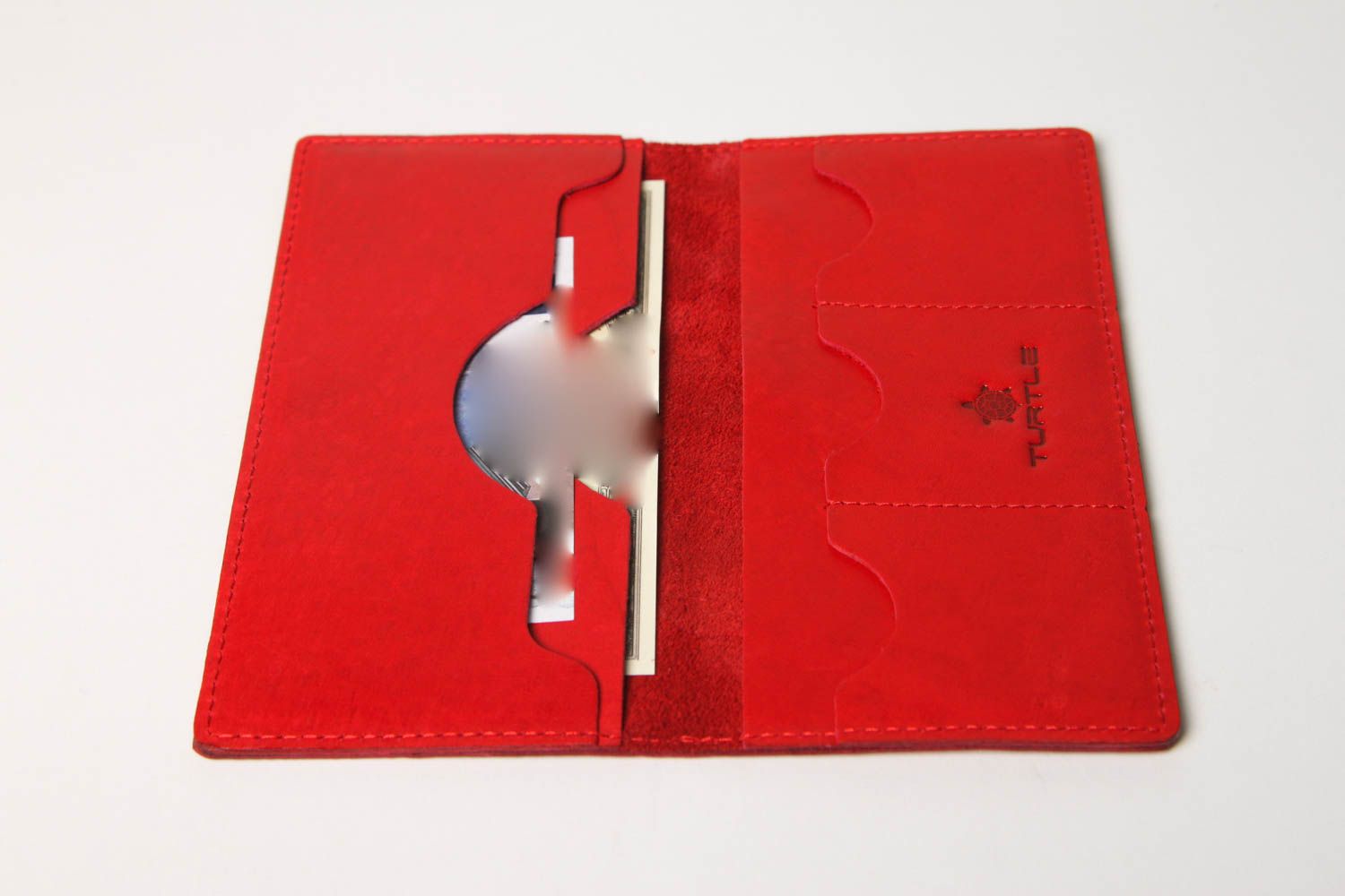 Red handmade leather wallet leather goods handmade accessories for men photo 4