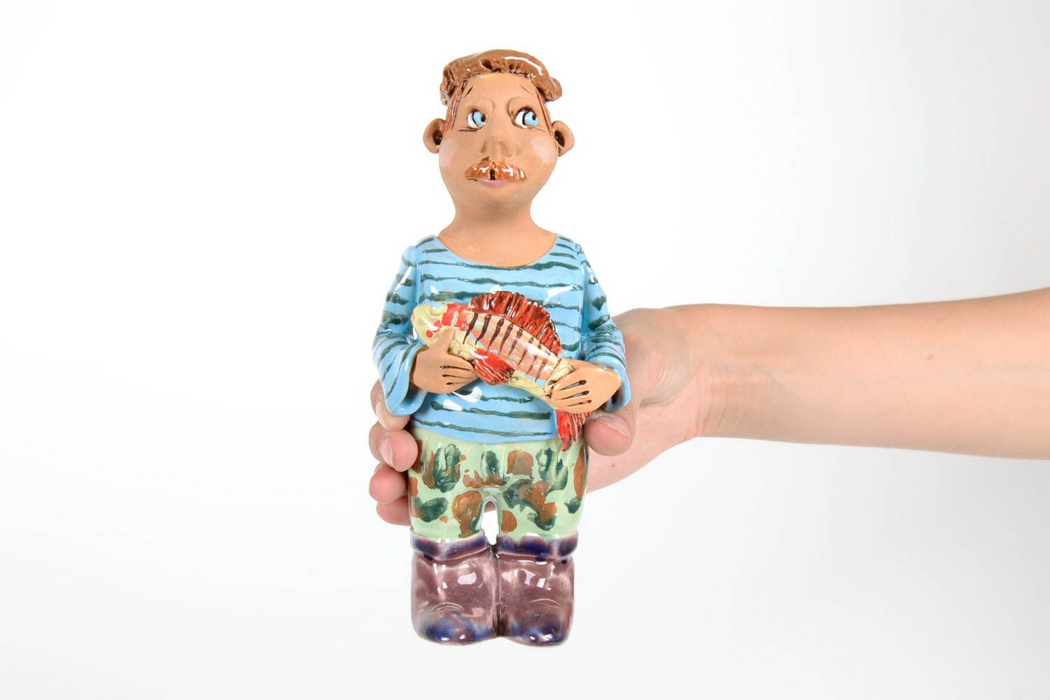 Figurine céramique faite main 'Pêcheur' photo 5