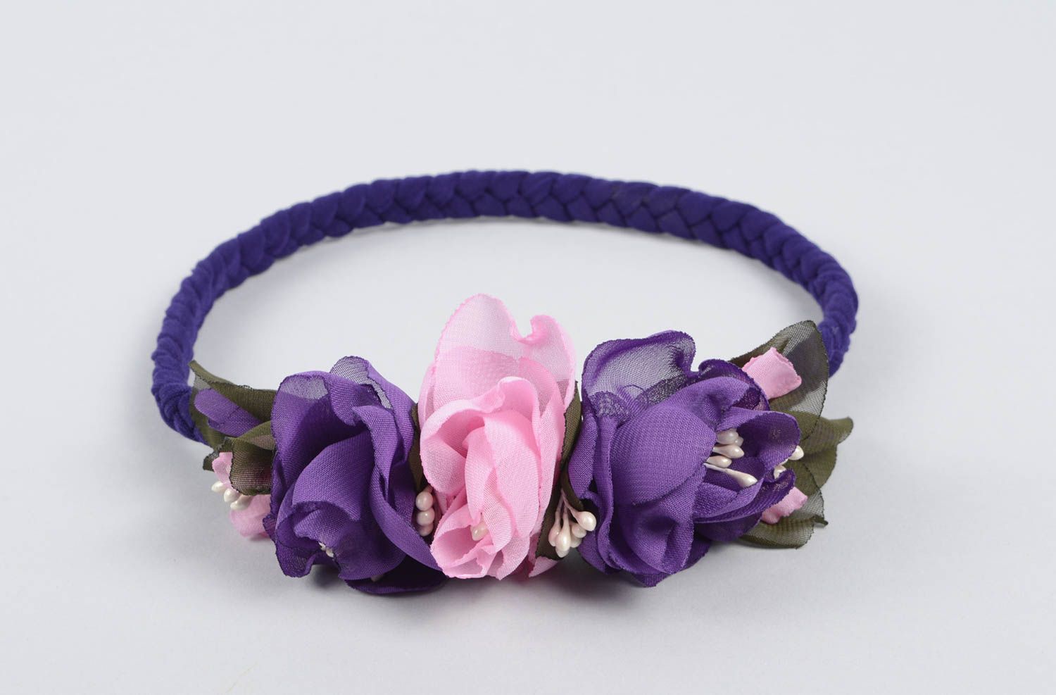 Schönes Haarband mit Blumen handmade Designer Schmuck Accessoire für Haare  foto 1
