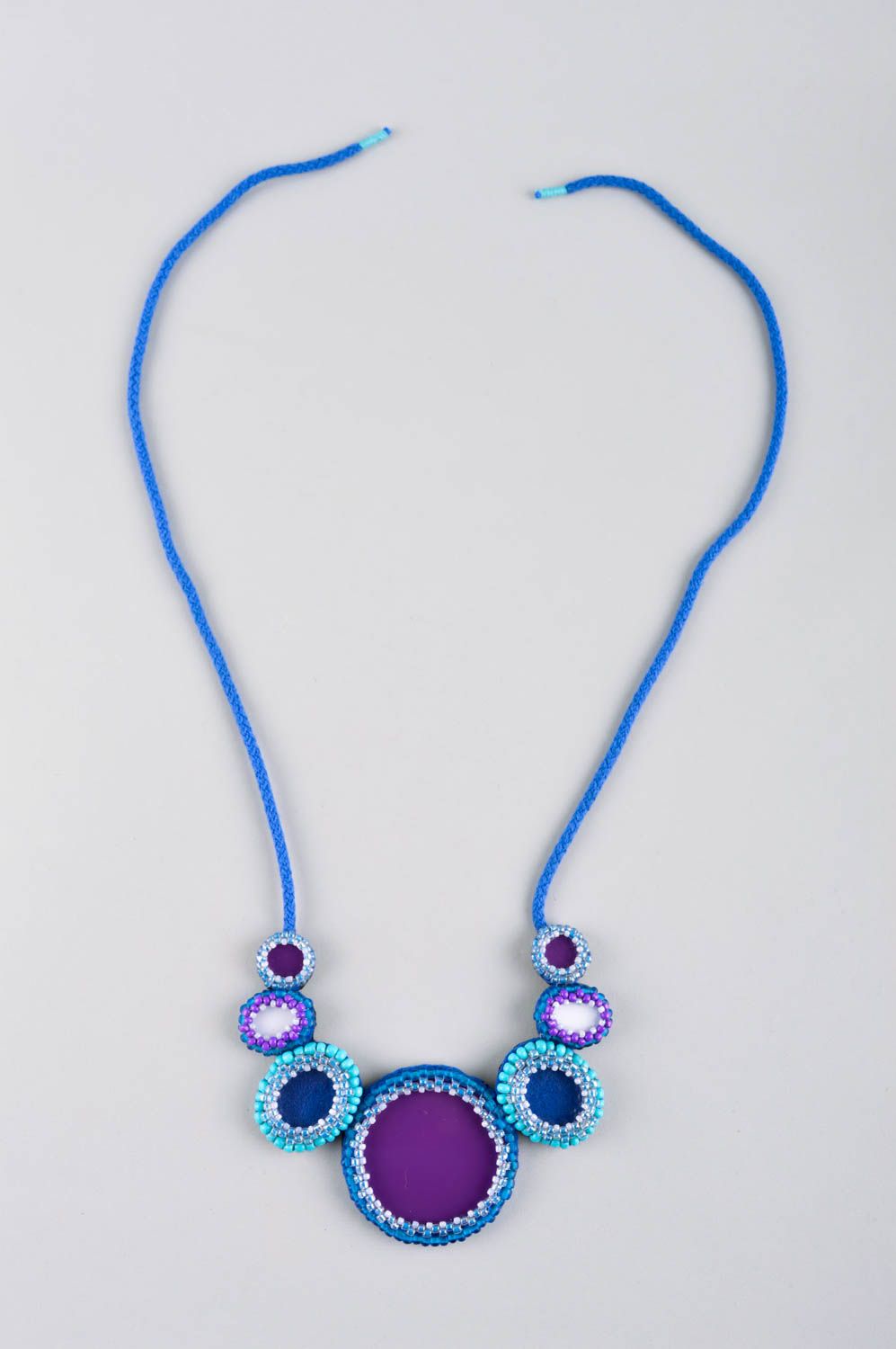 Collar original con abalorios azules bisutería artesanal regalo para mujer foto 5