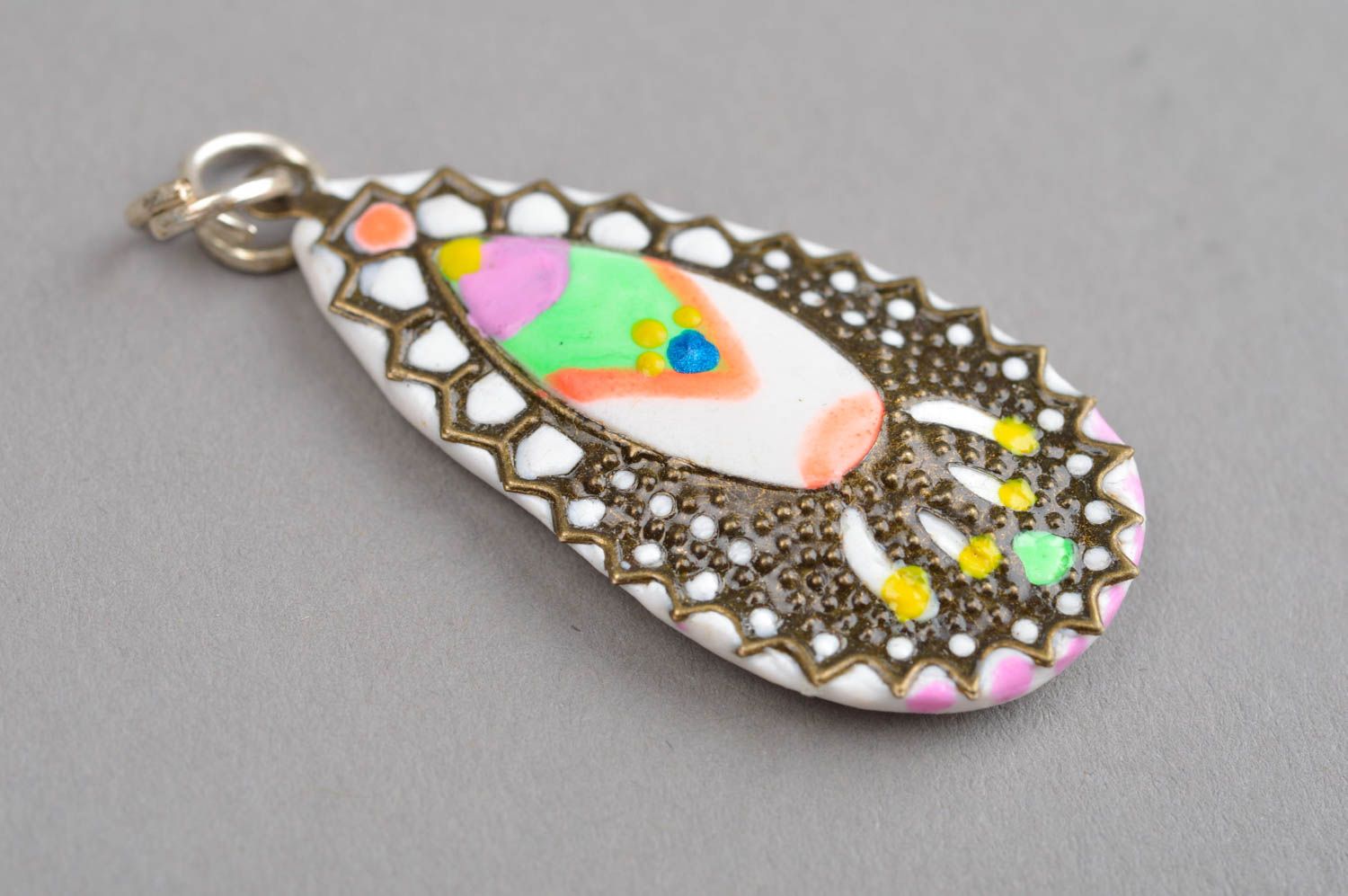 Bright handmade plastic pendant neck accessories for girls polymer clay ideas photo 2