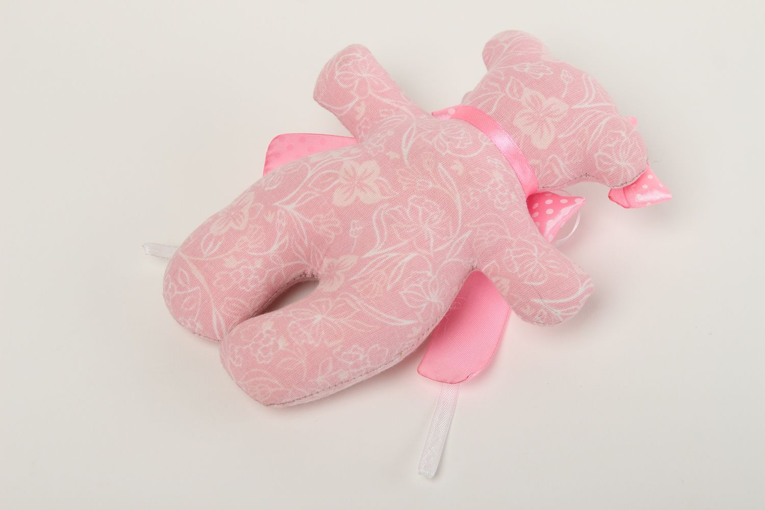Розовая игрушка ручной работы интерьерная игрушка из ткани мишка игрушка фото 4