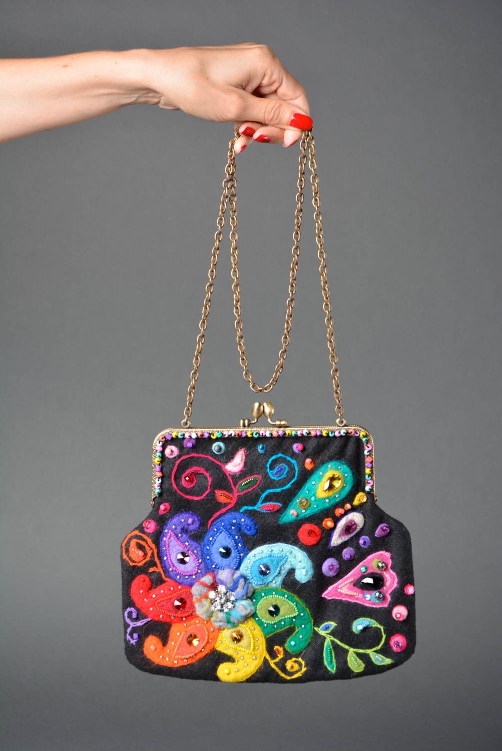 Handmade bag designer bag for women gift ideas woolen handbag felt bag photo 5