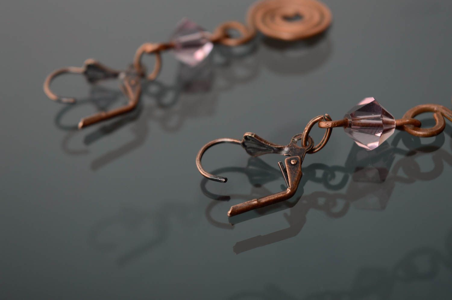 Copper earrings made using wire wrap technqiue photo 4