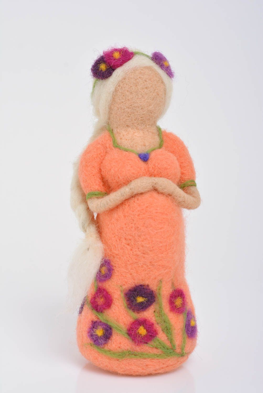 Beautiful small handmade felted wool doll for home decor collectible figurine photo 1