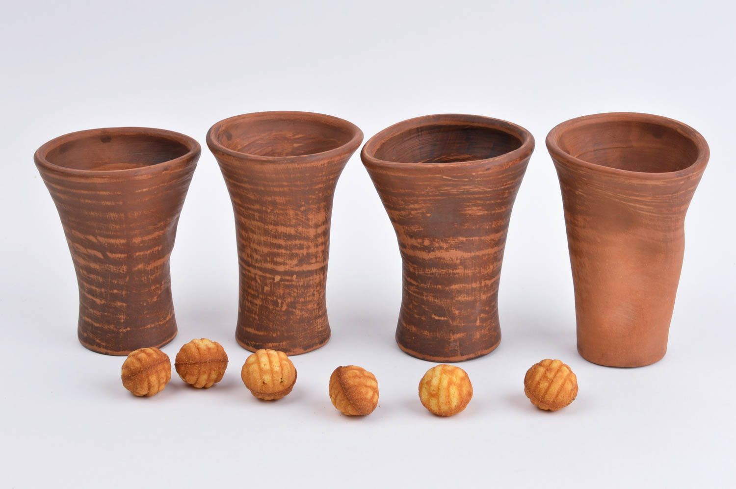 Becher aus Ton handgefertigt Keramik Geschirr Set Küchen Deko 4 Stück schön foto 1