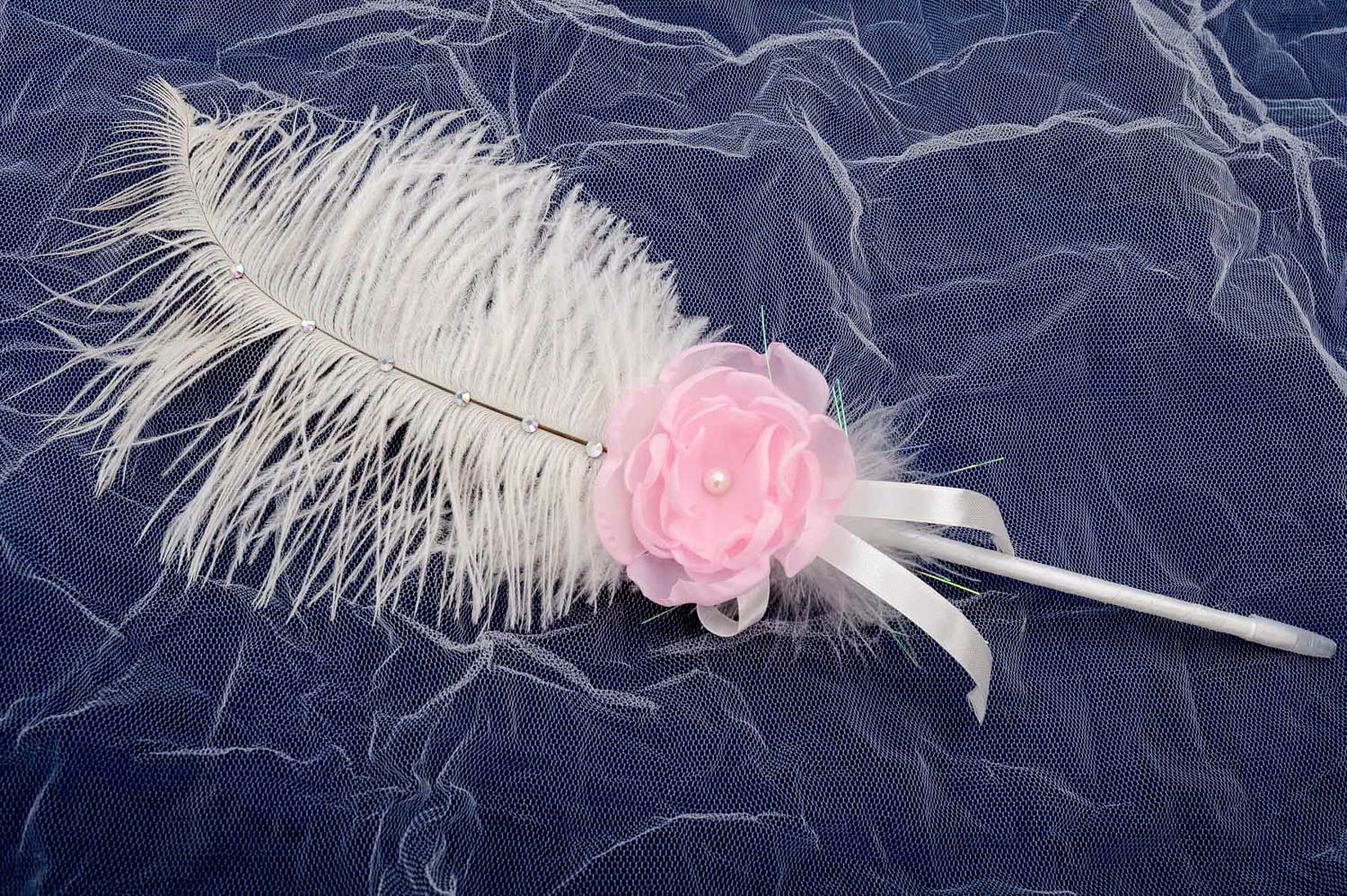 Esfero artesanal con flor rosada accesorio para boda bolígrafo para boda foto 1