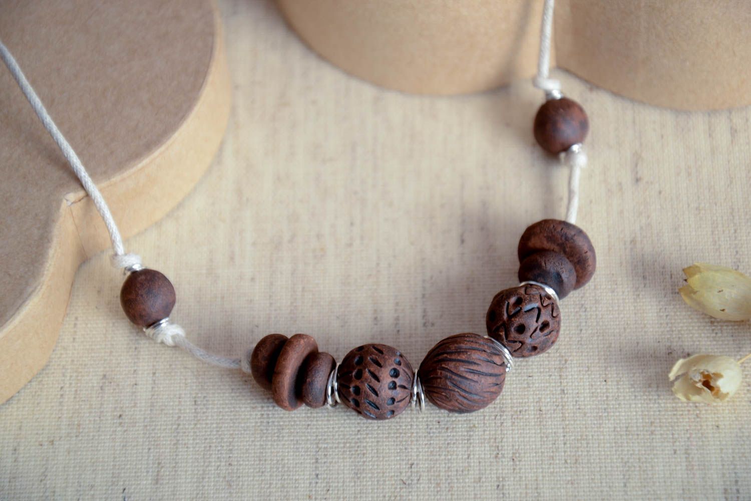 Clay necklace handmade necklace eco friendly jewelry decorative pottery photo 1