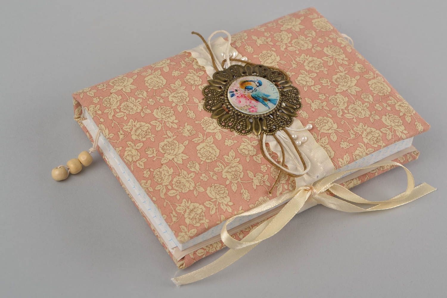 Joli bloc-notes floral avec couverture en coton fait main scrapbooking vintage photo 3