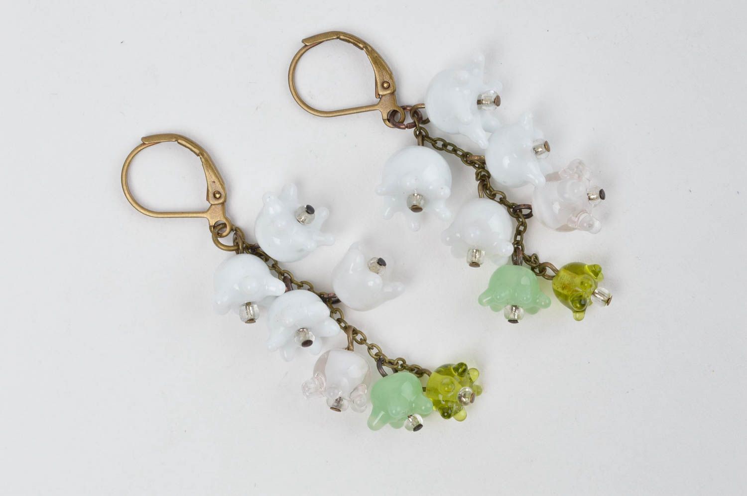 Handmade Accessoire für Frauen Damen Schmuck Glas Ohrringe Designer Blumen foto 2