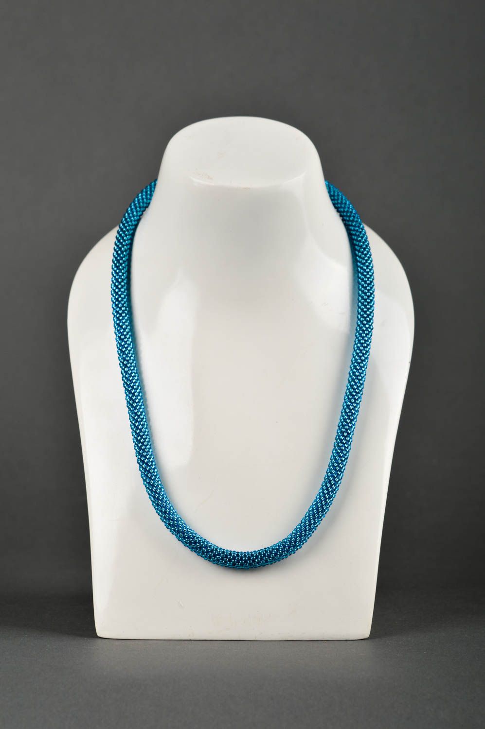 Handmade beautiful necklace blue beaded necklace female evening jewelry photo 1