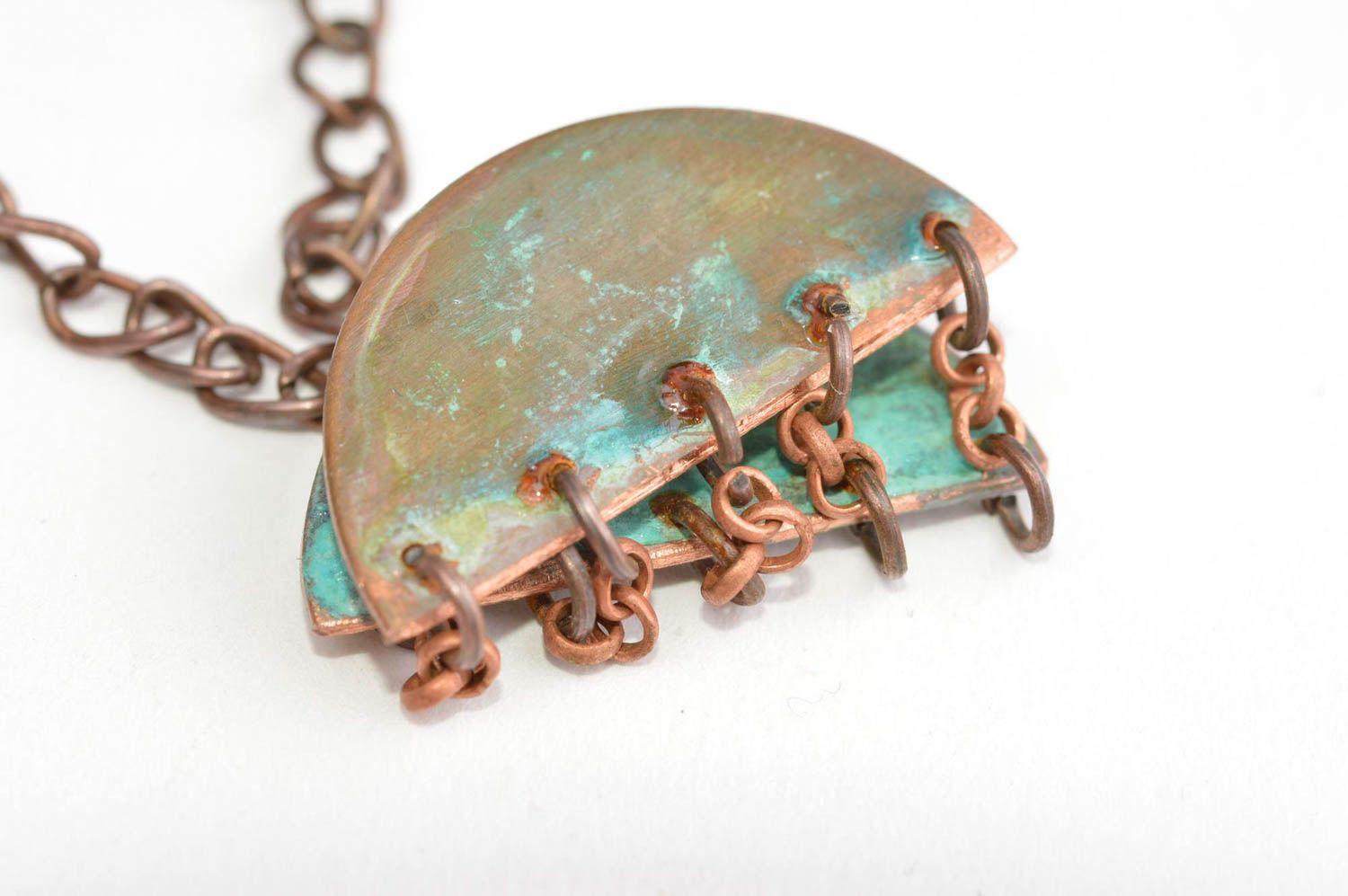 Copper pendant handmade pendant accessories for women pendant of two parts  photo 5