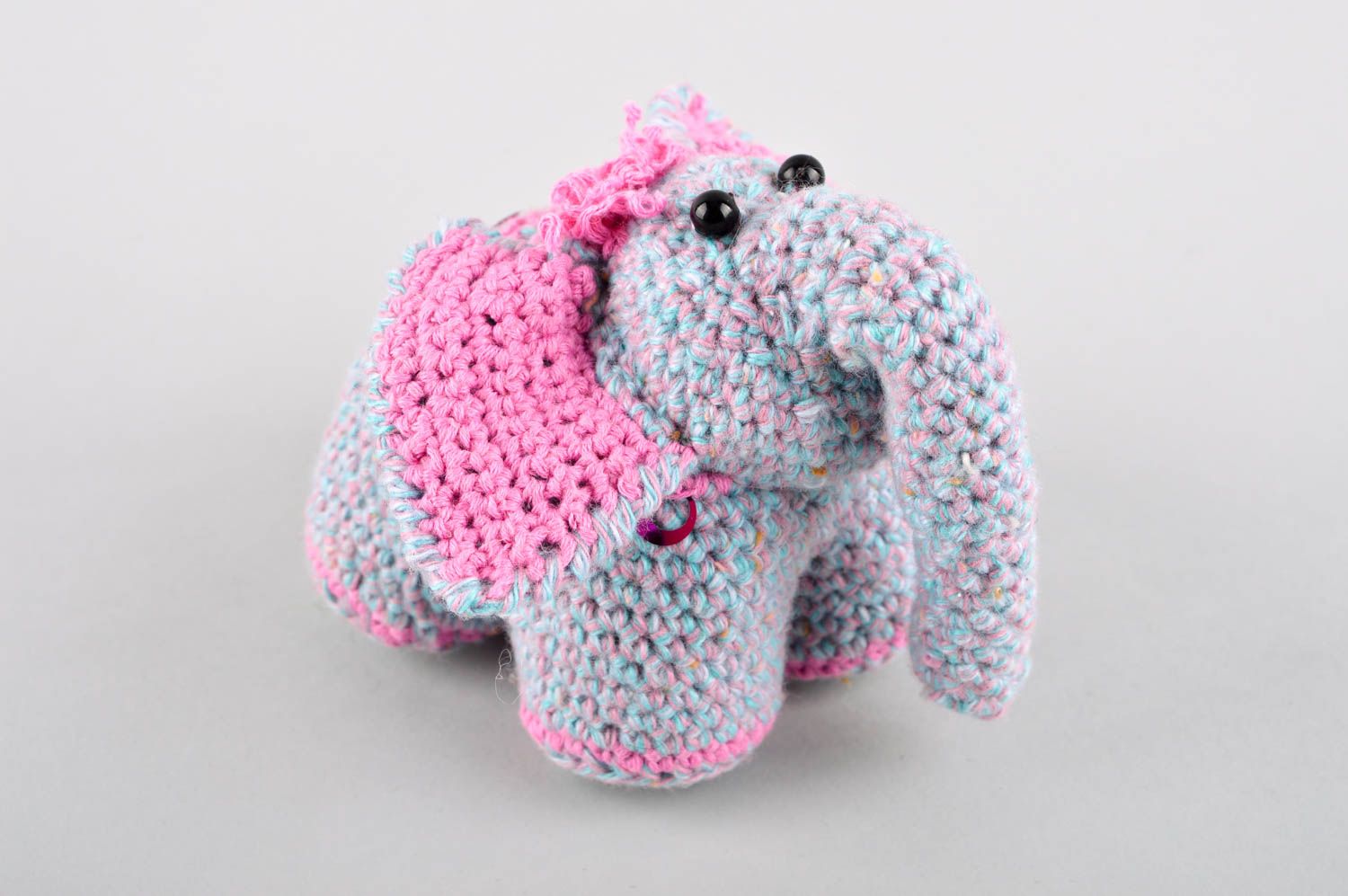Elefant Kuscheltier Spielsache für Kinder handgemachtes Kuscheltier rosa grau foto 2