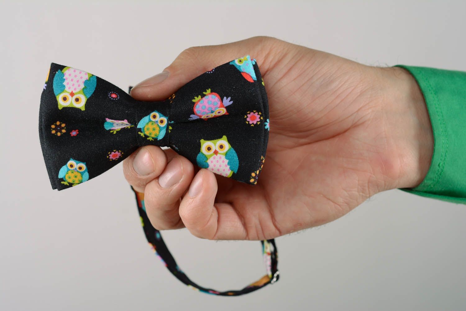 Black bow tie with owls  photo 5