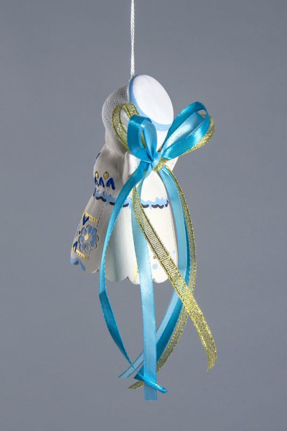 Clochette céramique bleue artisanale Ange photo 2