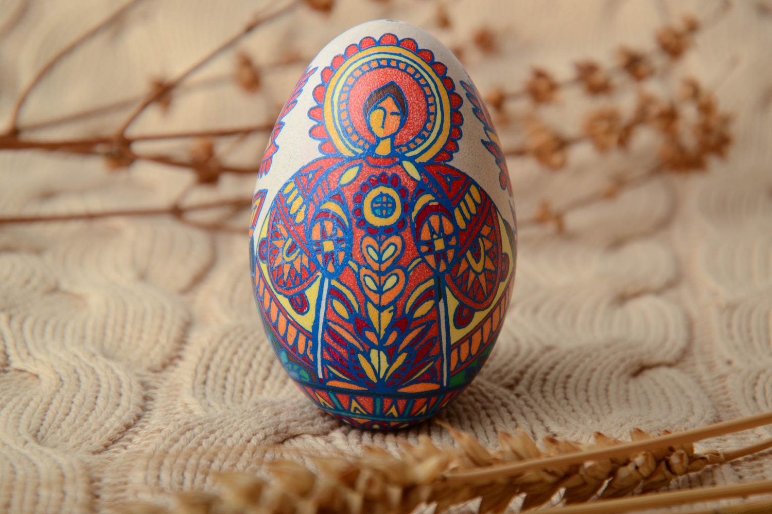 Handmade painted goose egg photo 1