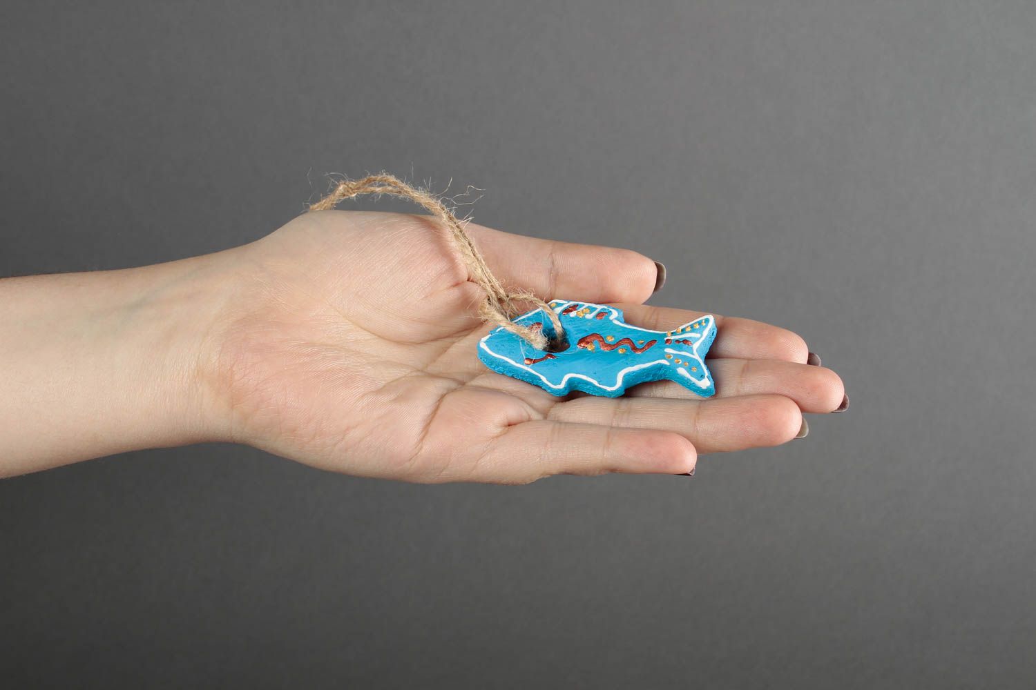 Blauer Fisch Deko für Weihnachten handmade Salzteig Figur Wohn Accessoire foto 2