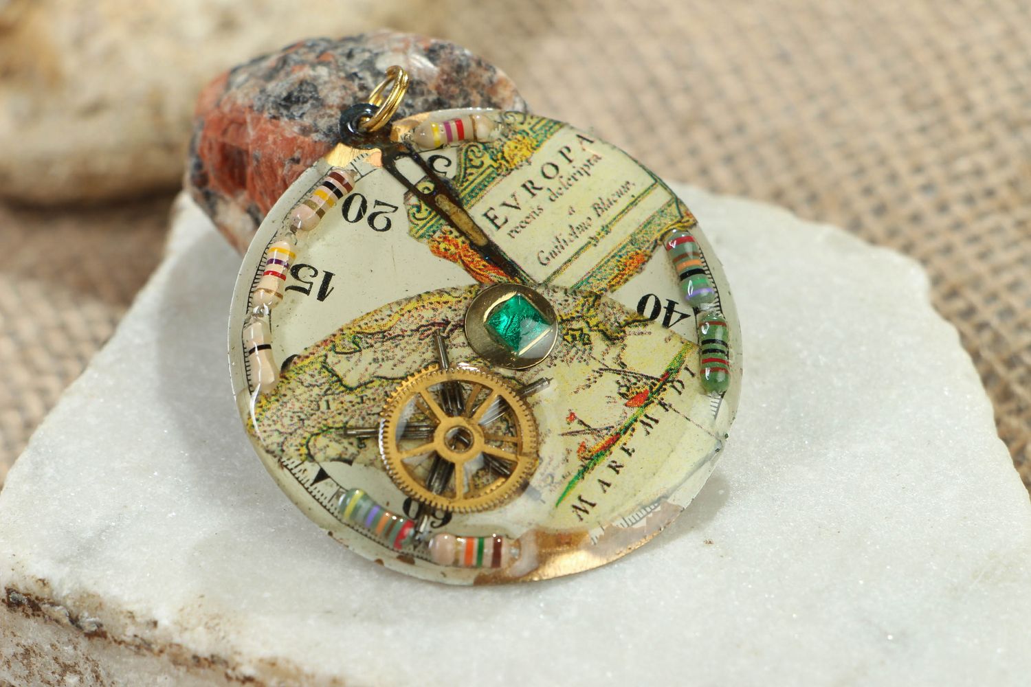 Unusual steampunk metal pendant photo 5