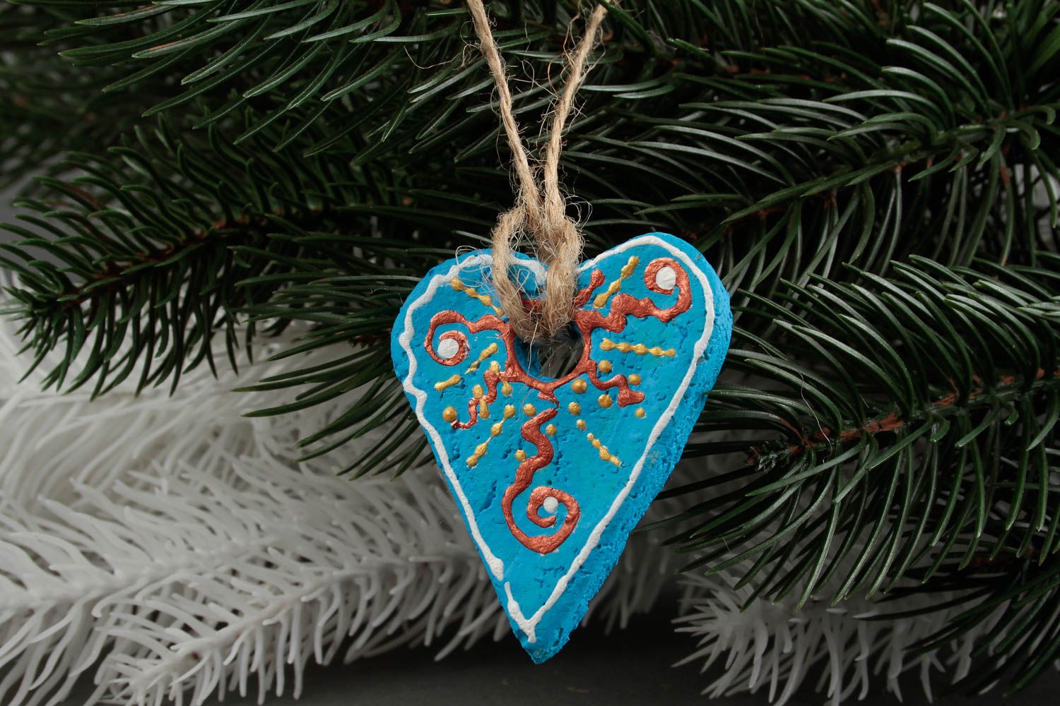 Deko Herz Handmade Deko Tannenbaum Schmuck Dekoration Weihnachten aus Teig blau foto 1