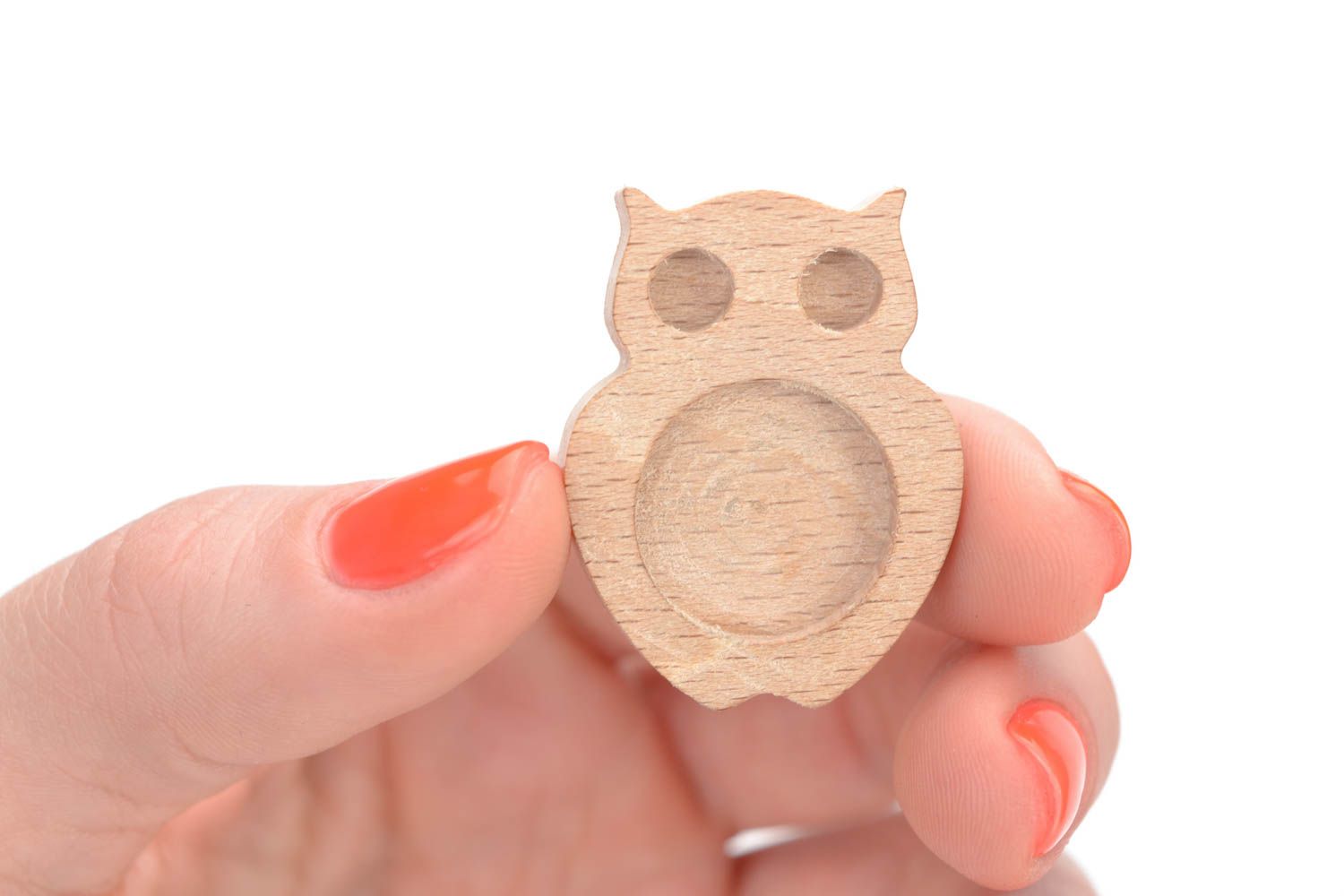 DIY beautiful handmade wooden blank brooch in the shape of owl photo 5