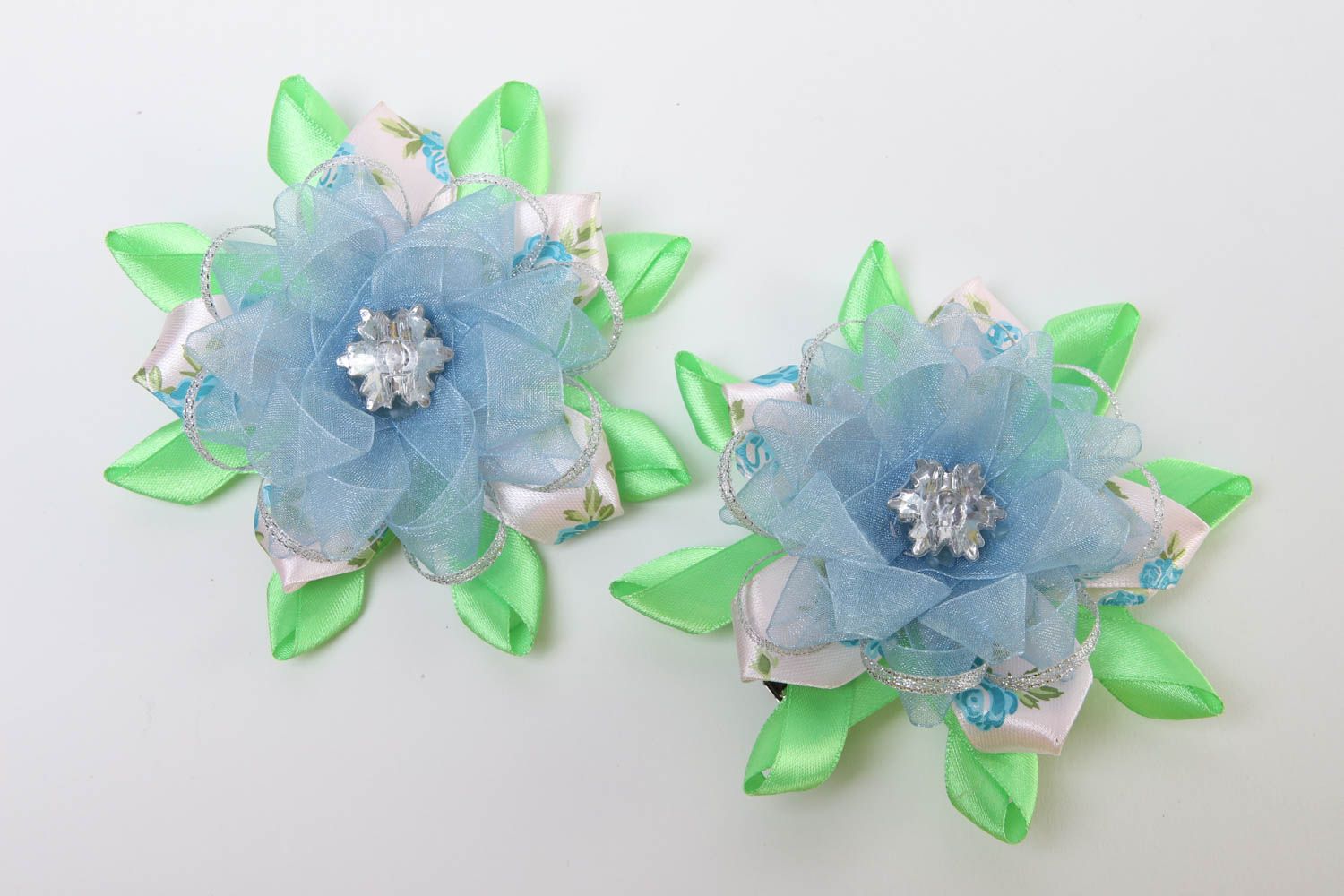 Handmade flower hair clips kanzashi flower handmade barrette gifts for her photo 2