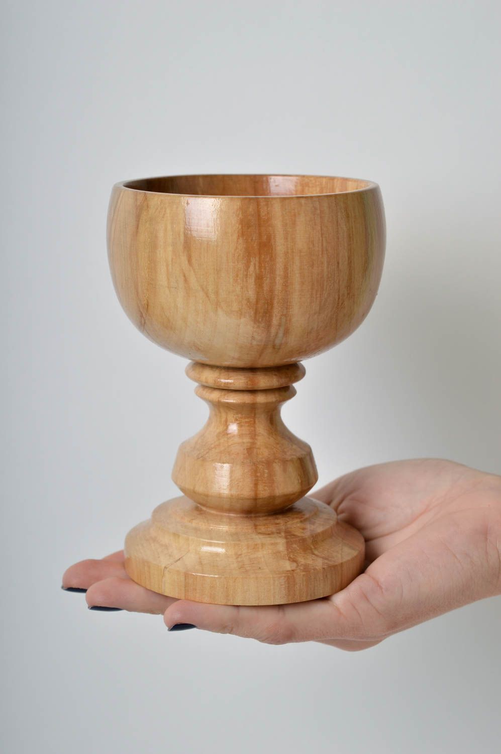 Copa de madera natural artesanal decoración de interior regalo original 200 ml foto 5