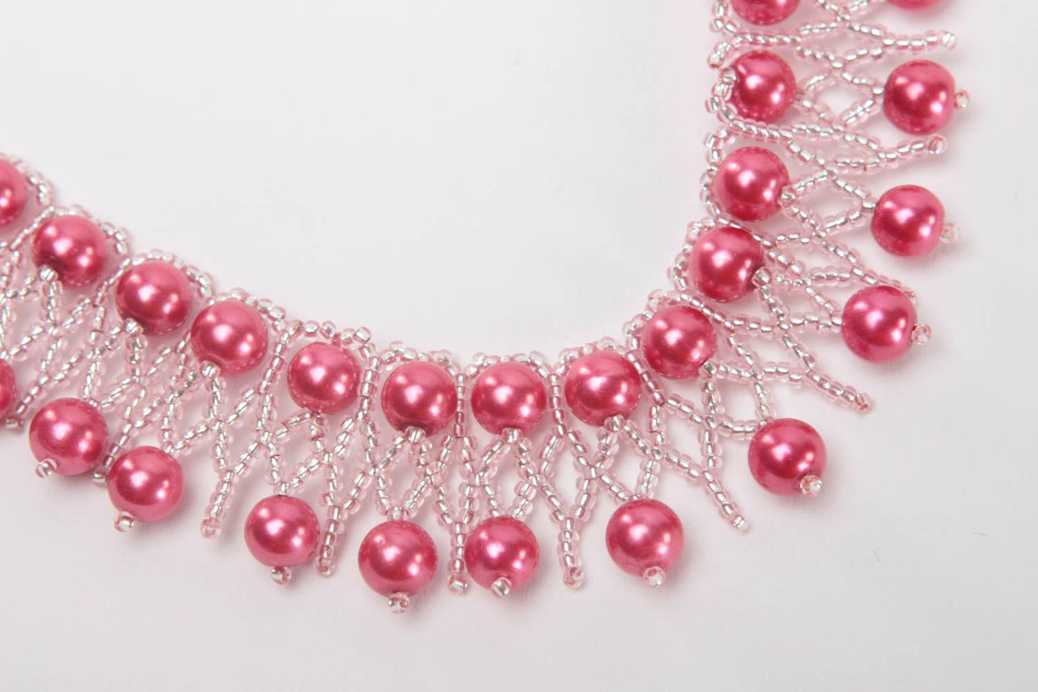 Collier perles de rocaille roses Bijou fait main de design Idée cadeau femme photo 4