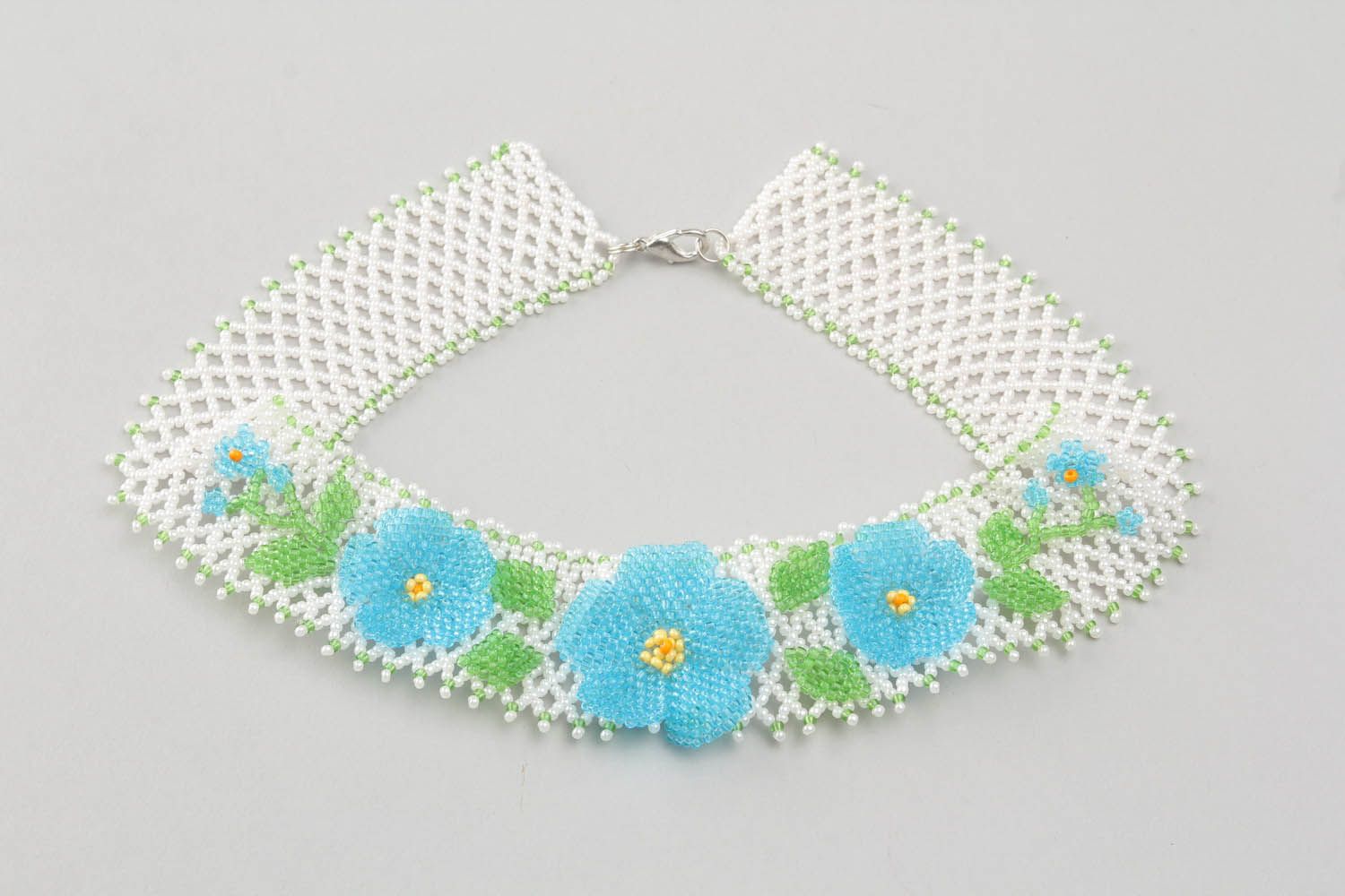 Beaded necklace Cornflowers photo 1