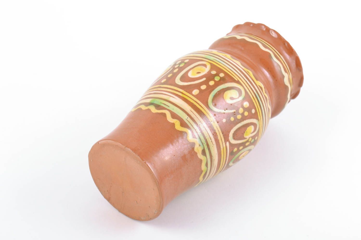 Petit vase en céramique peint brun fait main décoratif de forme insolite photo 5