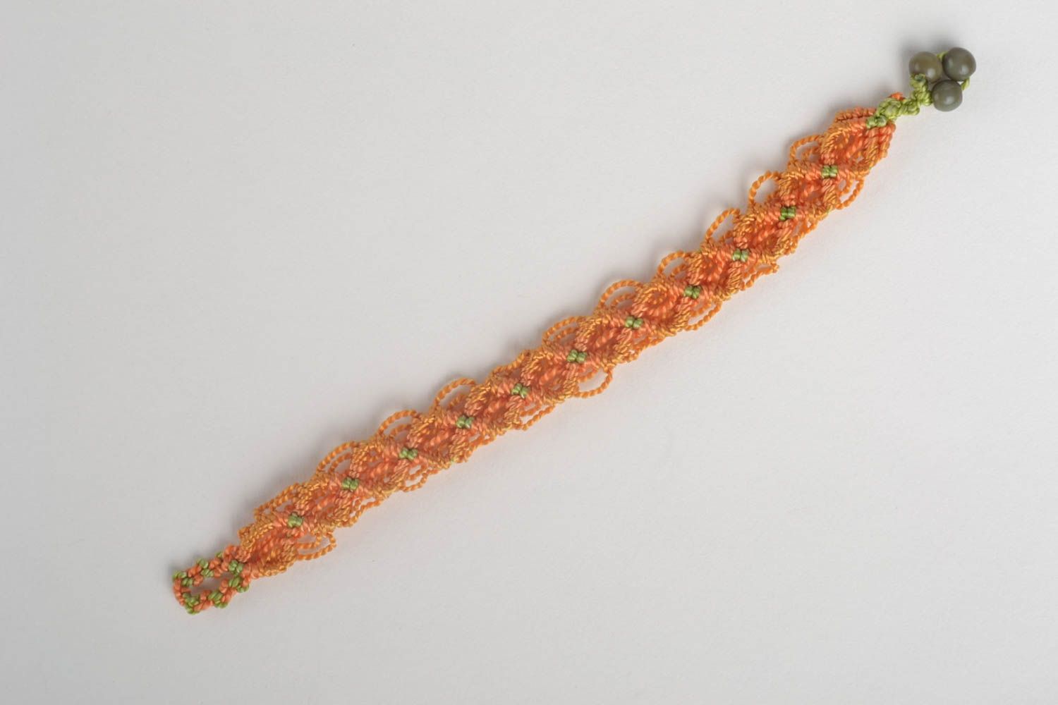 Bracelet textile Bijou fait main Accessoire femme orange tressé original photo 4