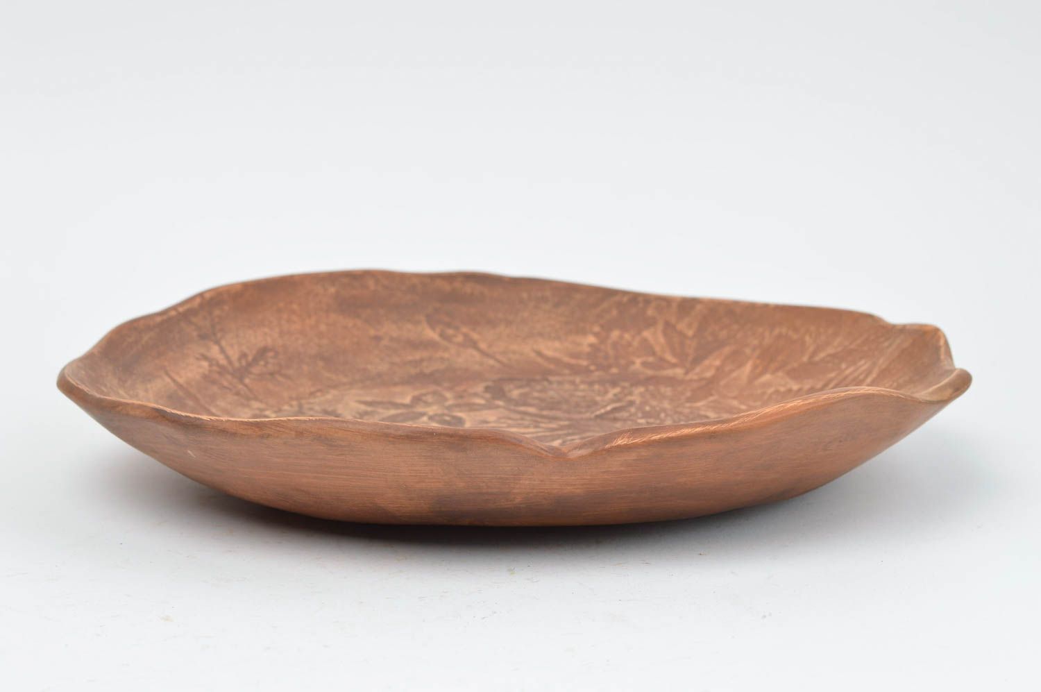 Керамическая тарелка для вторых блюд круглая глиняная посуда ручной работы фото 3