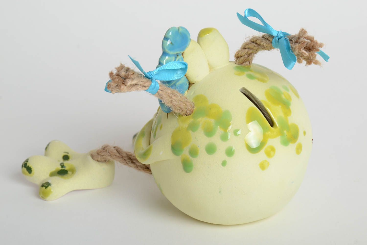 Lustige Spardose handgemachte Keramik Ton Deko Geschenk für Kinder bunt Frosch foto 4