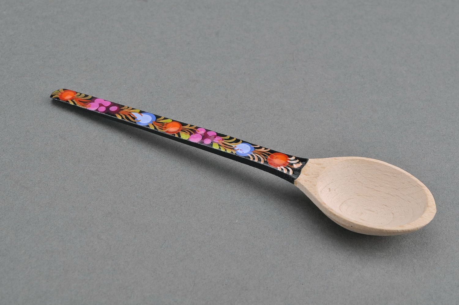 Wooden teaspoon with black handle photo 1