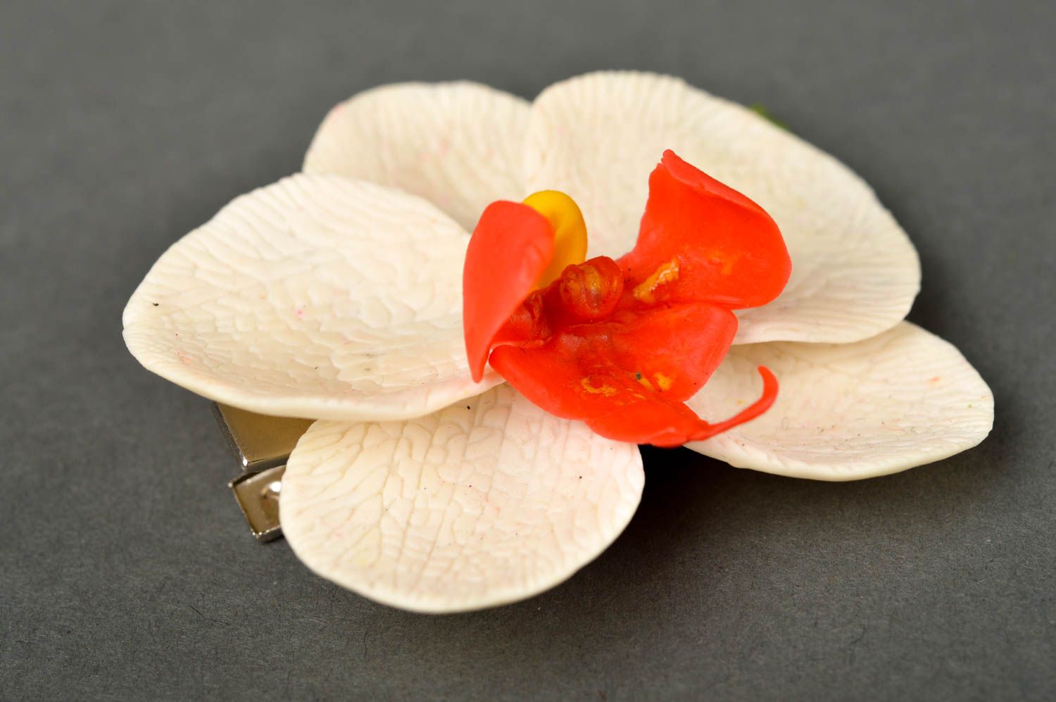 Barrette orchidée faite main Accessoire coiffure original Cadeau pour fille photo 2