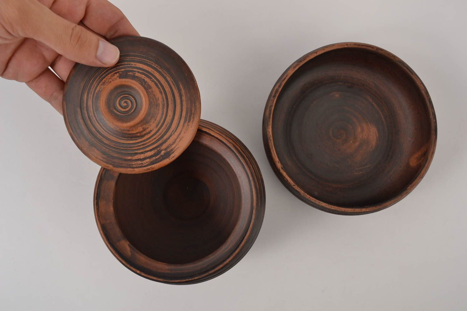 Topf aus Ton handgeschaffen Schüssel Keramik ungewöhnlich Keramik Set modern foto 2