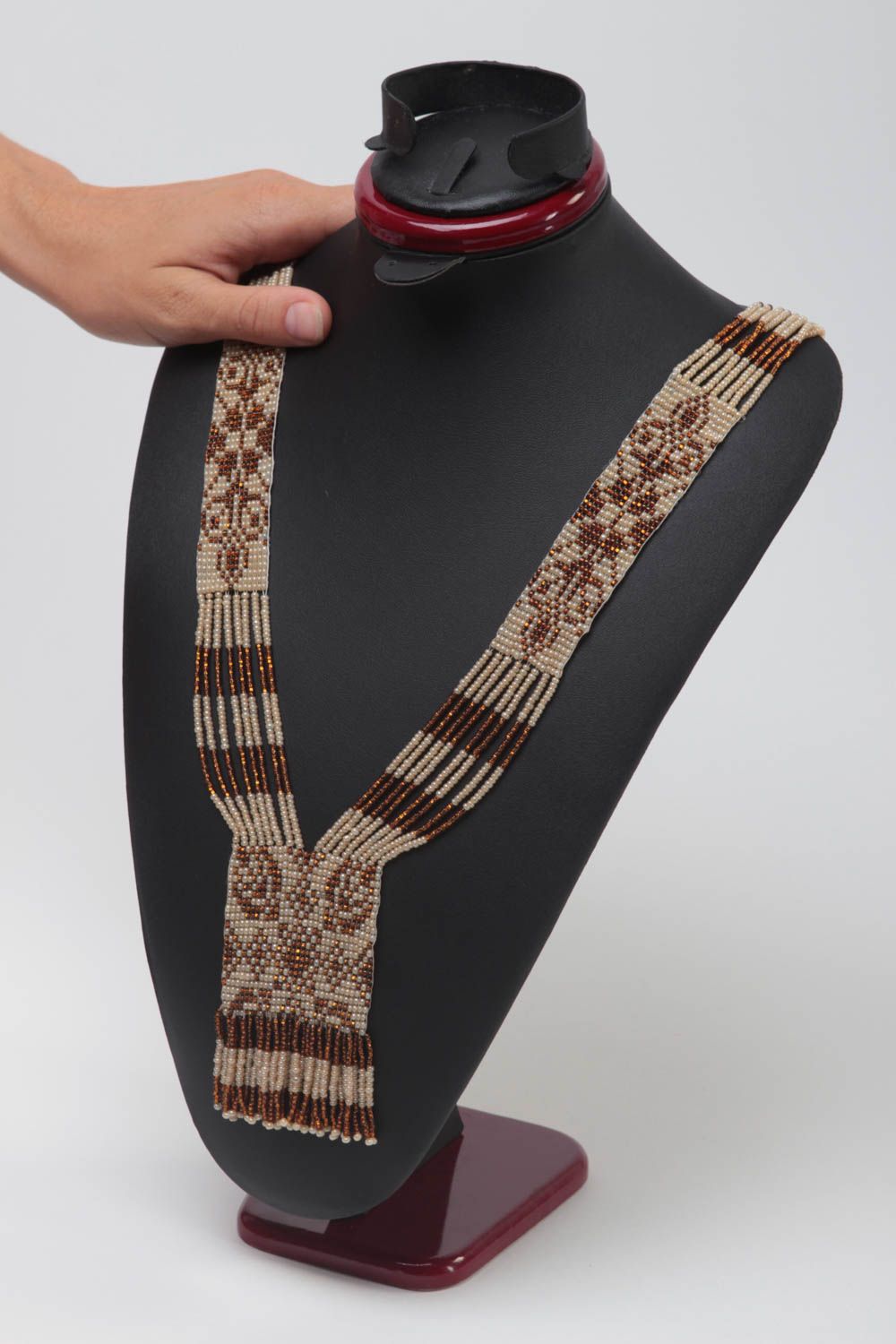 Collar de abalorios marrón bisutería hecha a mano regalo original accesorio foto 5