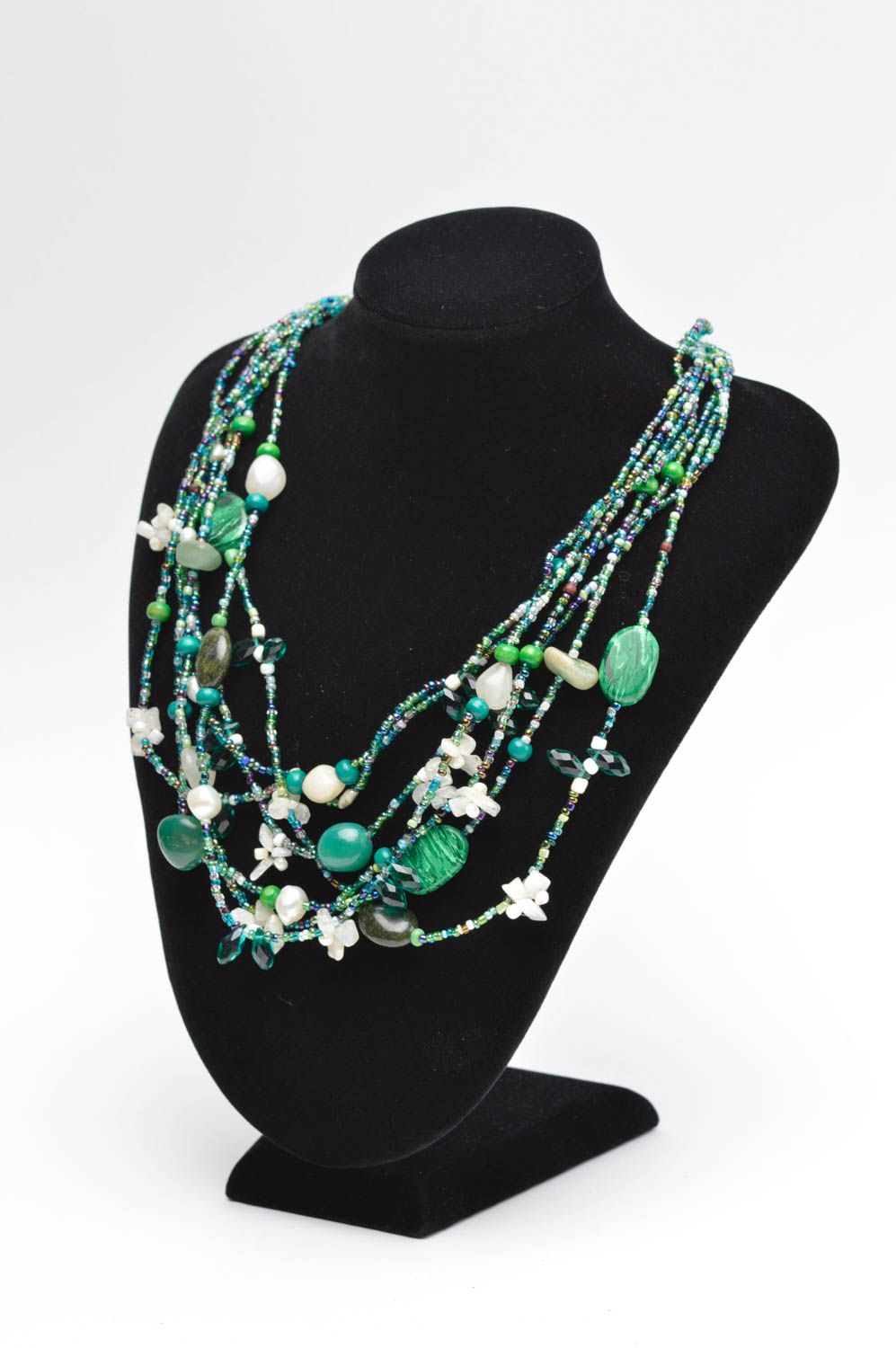 Stilvolle grüne Damen Halskette Halsschmuck für Damen handmade Schmuck Collier foto 5