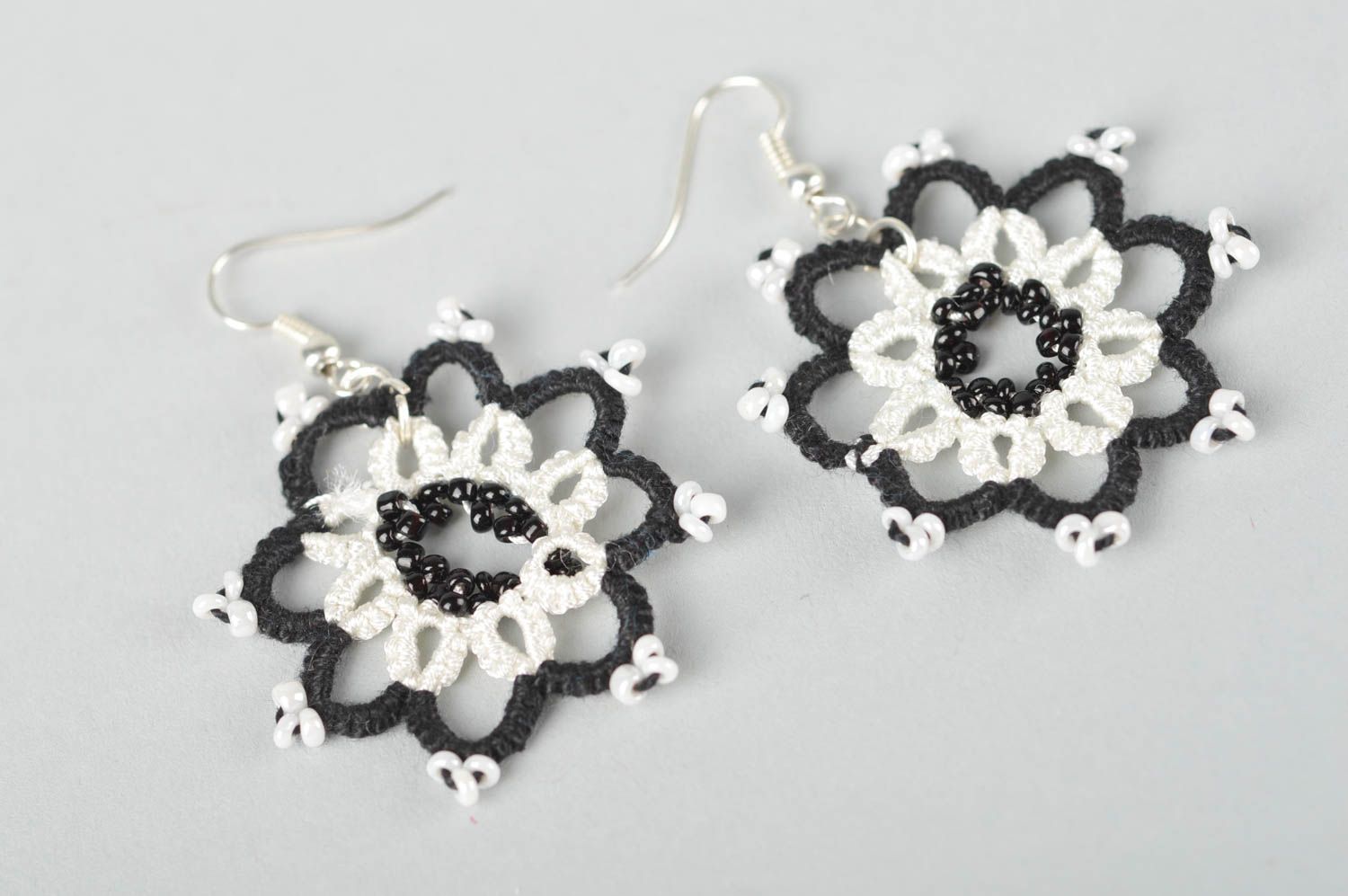 Handmade beaded earrings woven lace earrings textile jewelry designs gift ideas photo 5