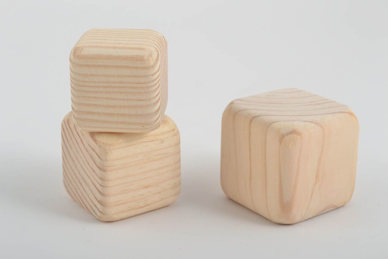 Set of 3 handmade wooden cubes wooden blocks educational toys for kids photo 3