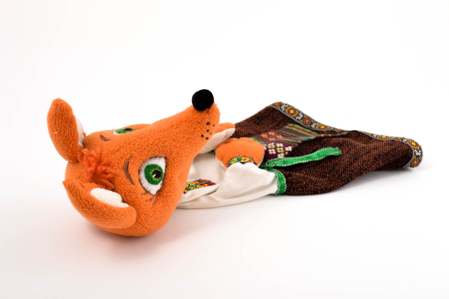 Marionnette à main renard Jouet fait main en tissu naturel Cadeau pour enfant photo 4
