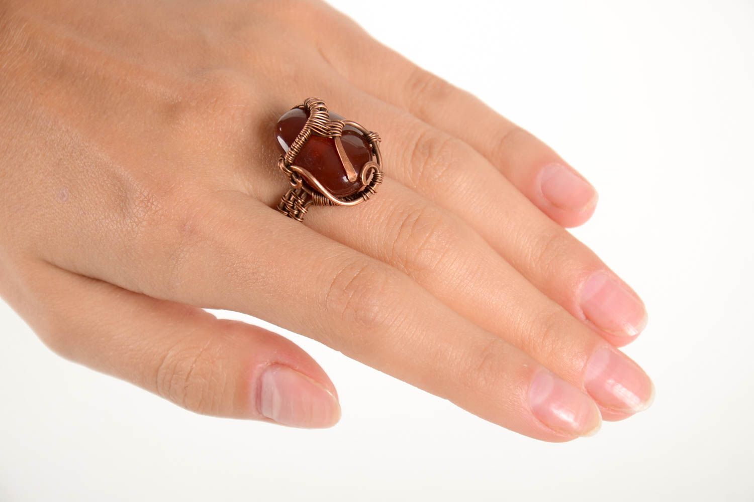 Handmade designer unusual jewelry beautiful ring cute ring with natural stone photo 2