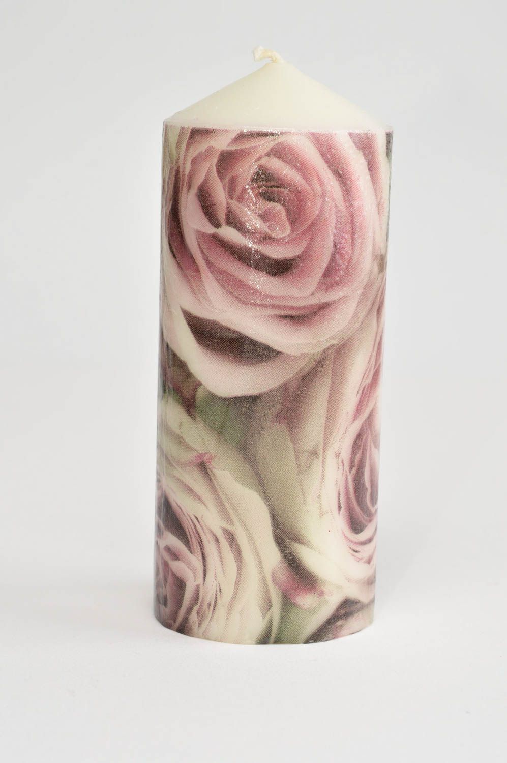 Свеча ручной работы парафиновая свеча с запахом цветная свеча с розами фото 3