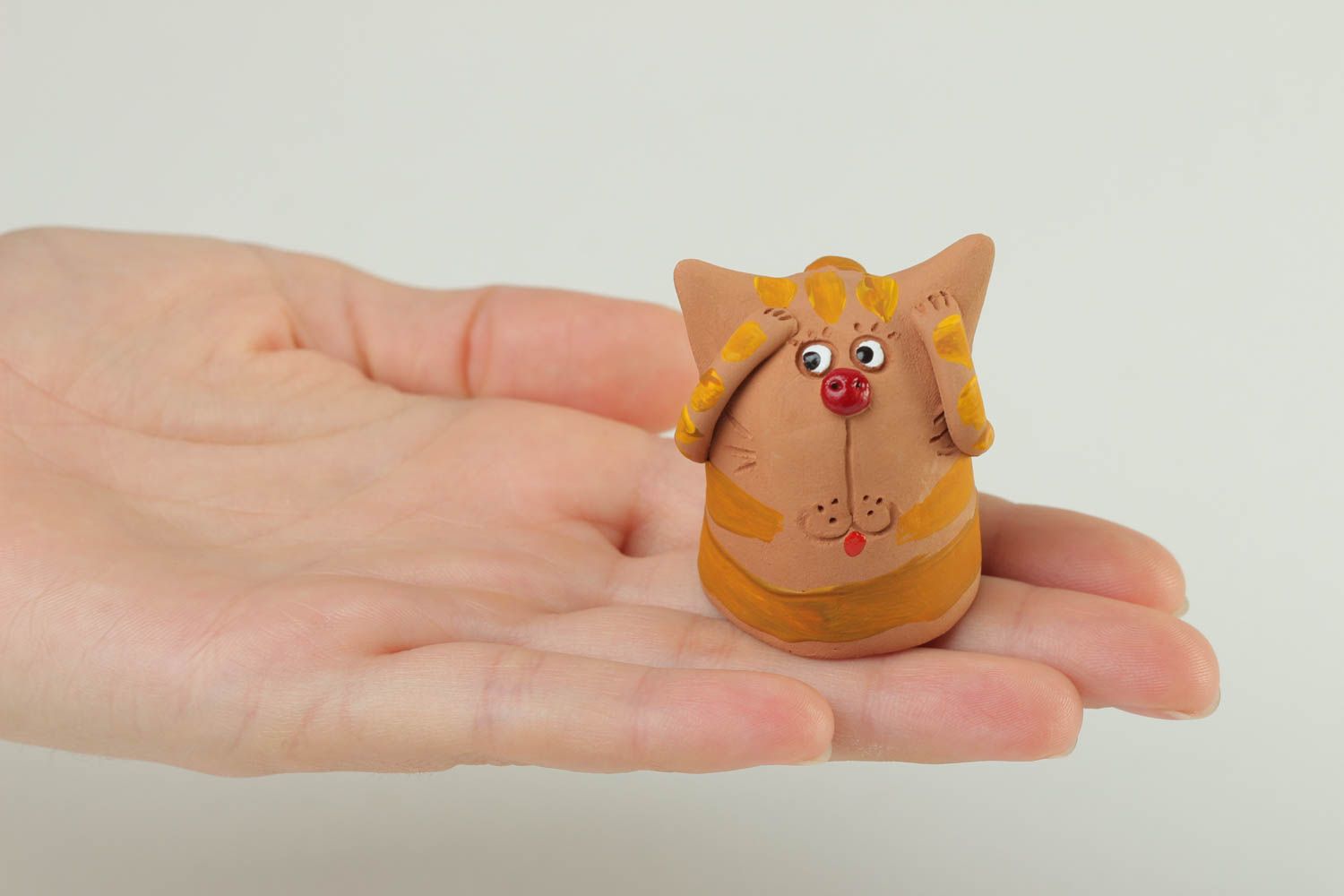 Handgemachte Keramik Katze Dekoideen Wohnzimmer Kinder Geschenk Deko Figur schön foto 5