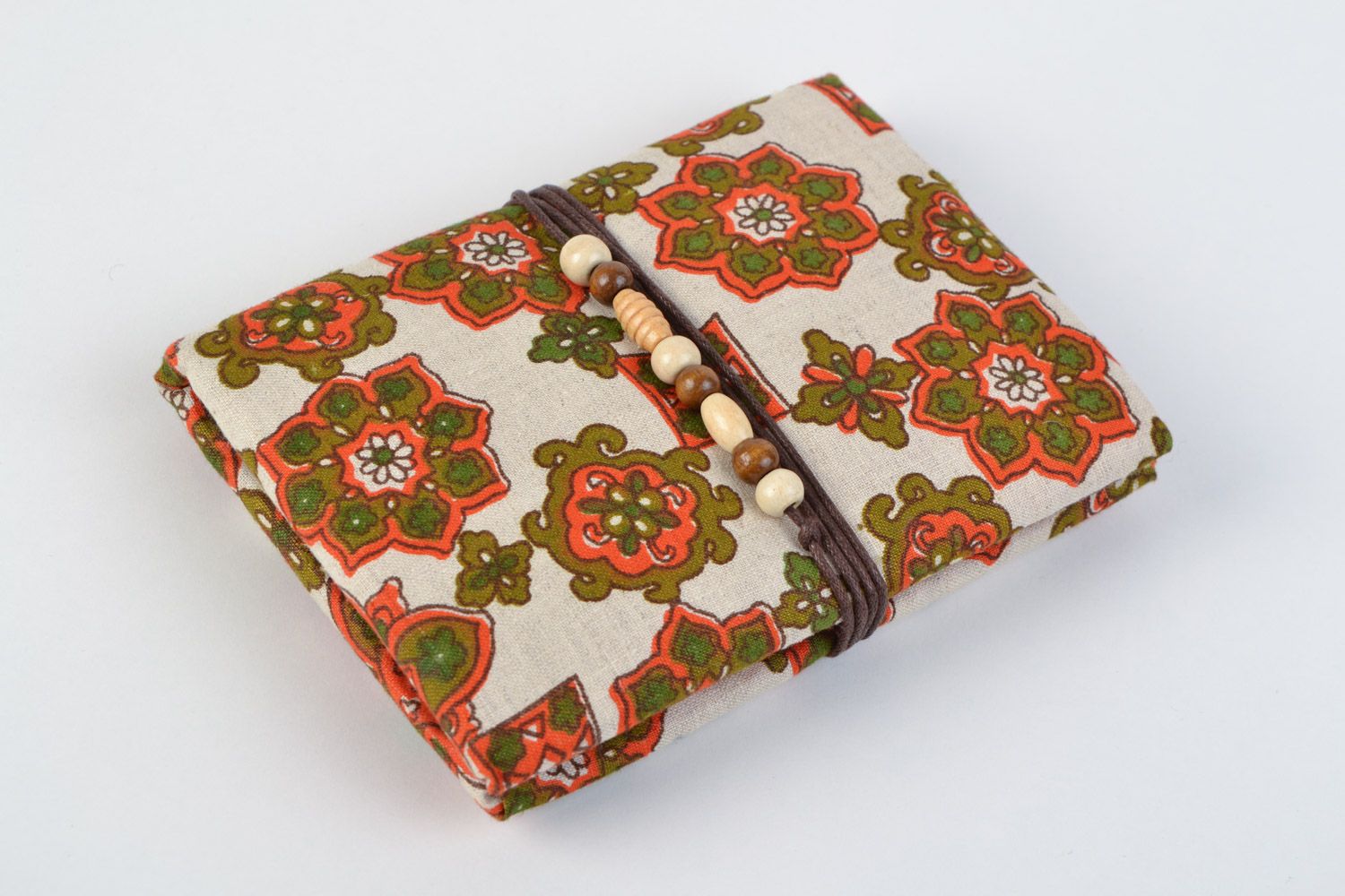 Schöner handmade Notizblock mit Muster und Stoff Umschlag aus 60 Blättern schön foto 1