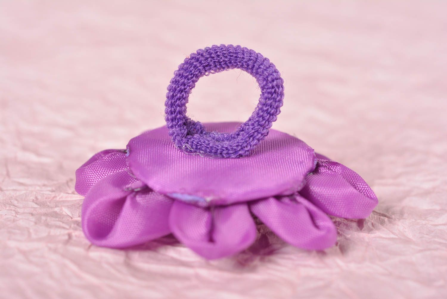 Élastique cheveux fait main Accessoire cheveux fleur violette Cadeau femme photo 4