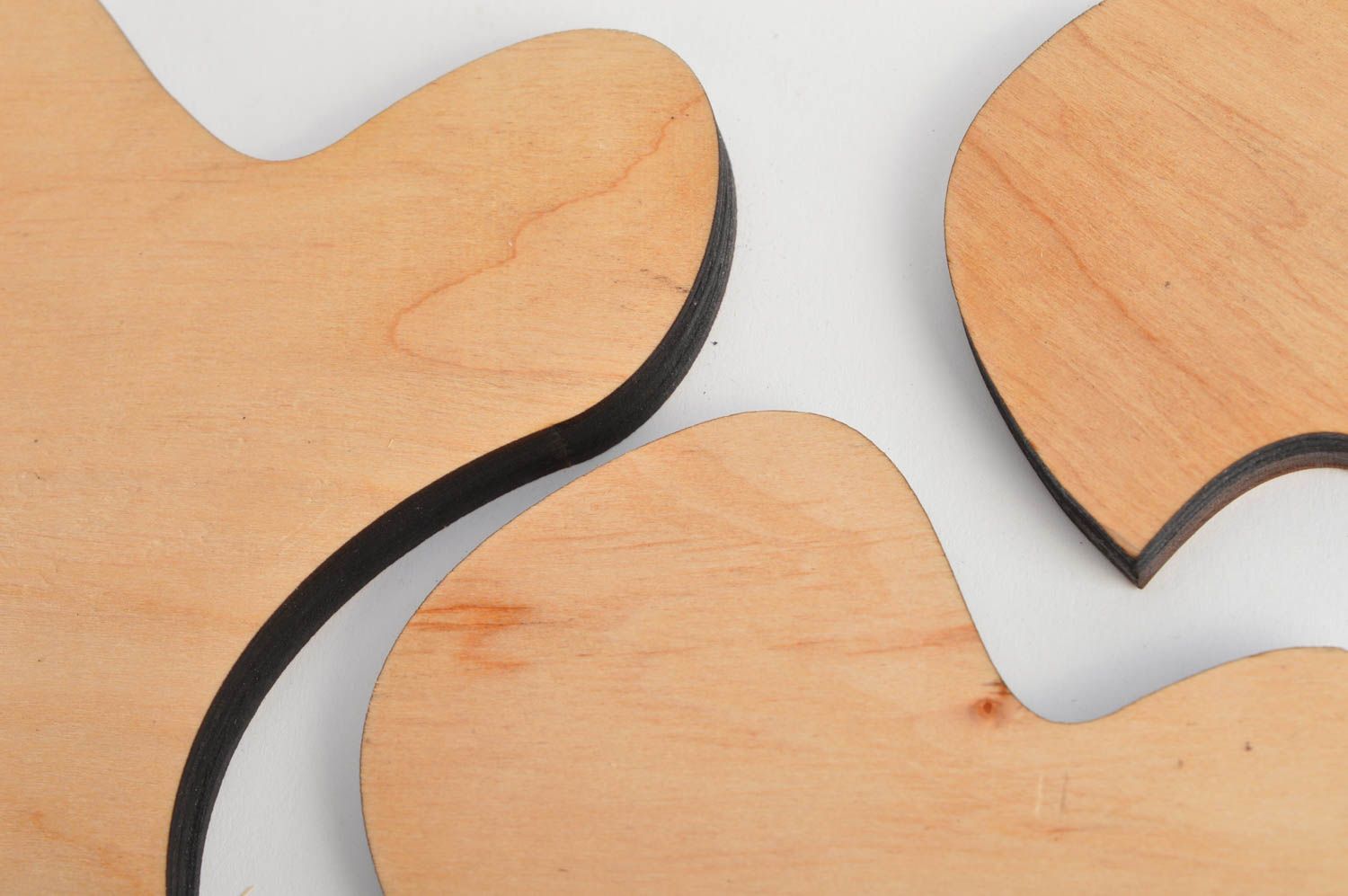 Coeur en bois naturel de contreplaqué fait main 3 pièces décoration originale photo 4