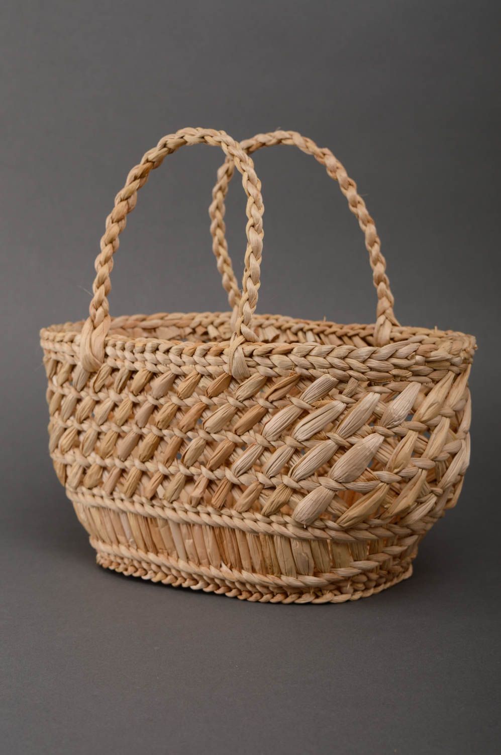 Unusual reedmace basket purse photo 1