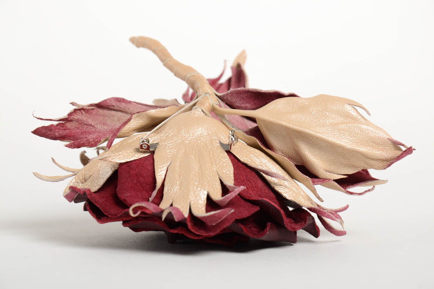Handgemachter Schmuck Accessoire für Frauen Brosche Blume Schmuck in Rot Rose foto 4