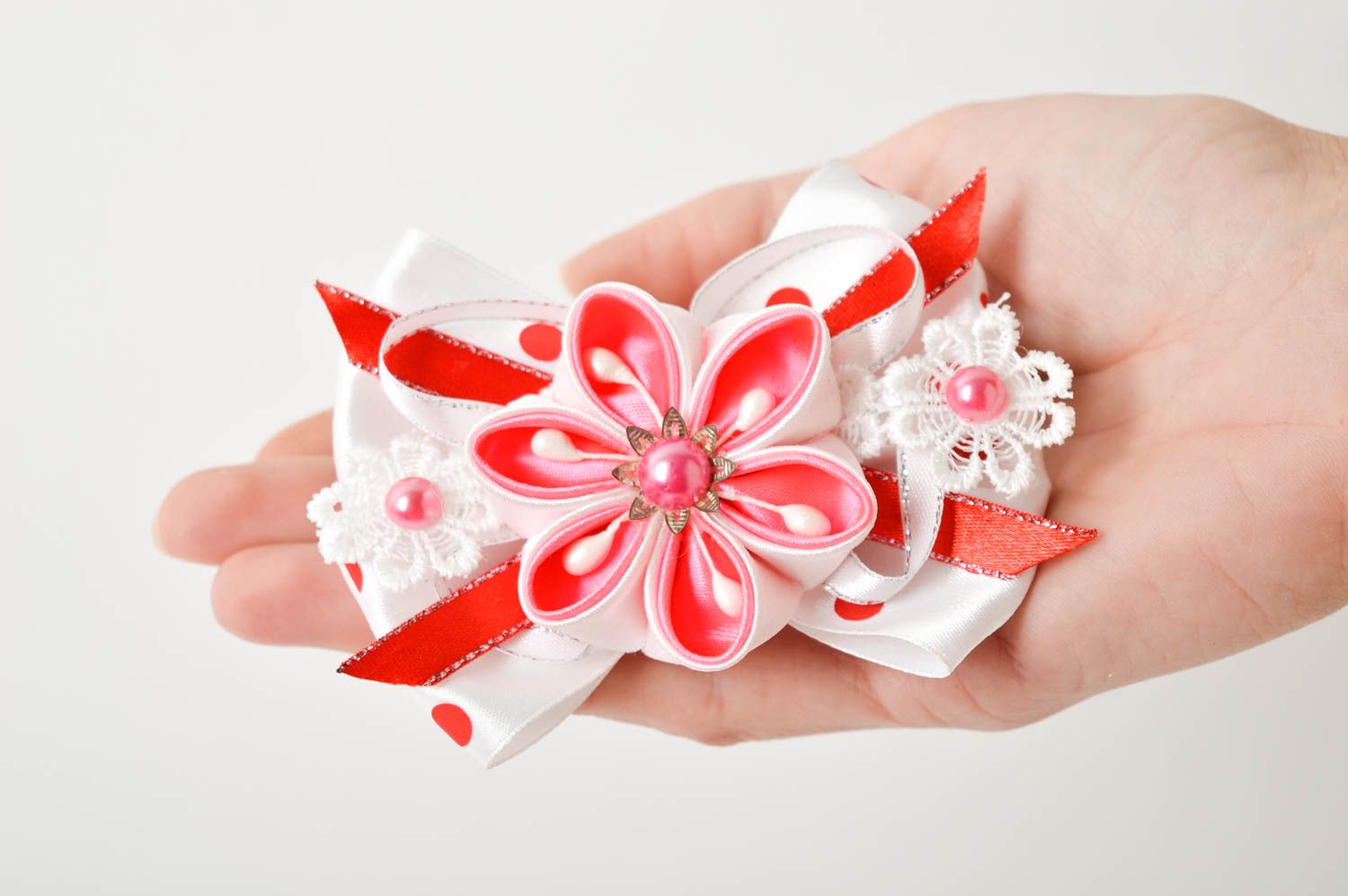 Deko Accessoire handgeschaffen Haargummi für Mädchen elegant Haargummi Blume foto 5