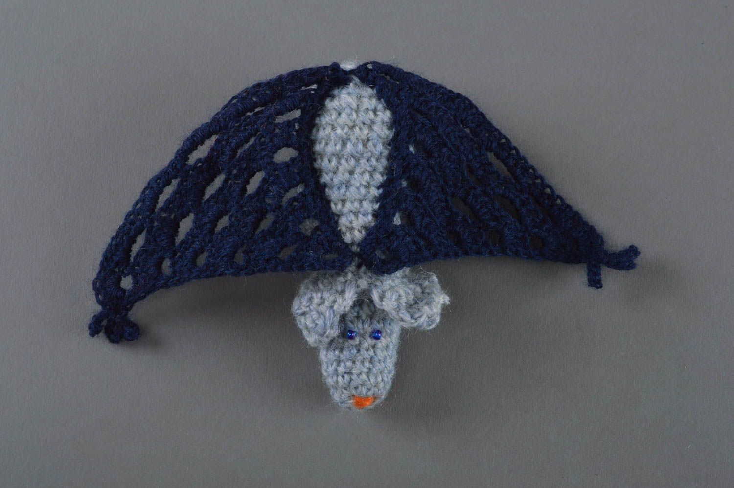 Handmade crocheted toy blue bat small cute baby doll nursery decor ideas photo 3